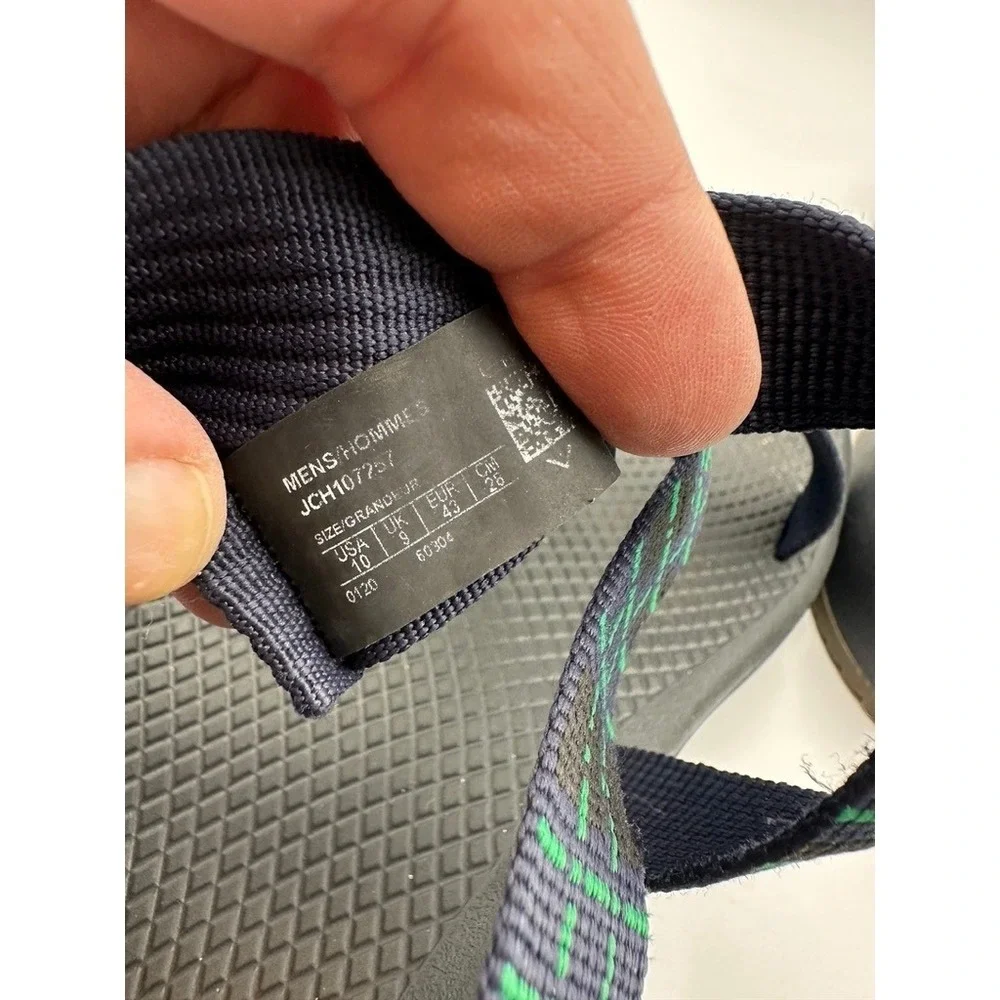Chaco Z1 Classic Mens 10 Sport Sandals Navy Green Grid Geometric Gorpcore Hiking